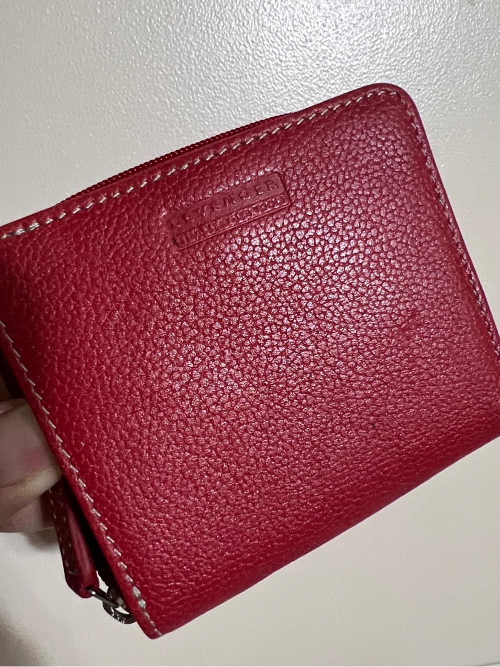 Levenger Red Leather Zip Wallet